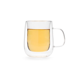 Mug en verre borosilicate 440 ml double paroi avec anse personnalisable