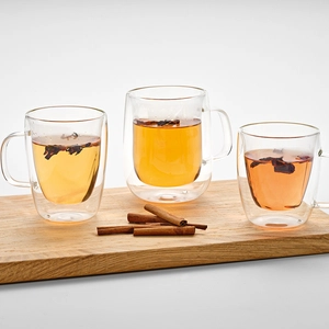 Mug en verre borosilicate 440 ml double paroi avec anse personnalisable