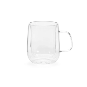 Mug en verre borosilicate 440 ml double paroi avec anse personnalisable