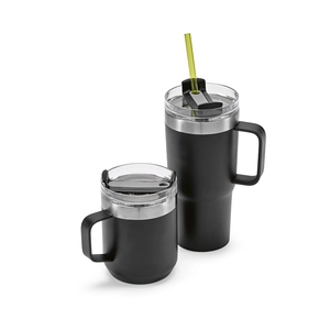 Mug isotherme 440 ml en acier inox recyclé - avec insersion de paille personnalisable