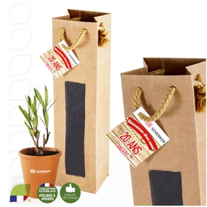 Petit plant de laurier rose en pot terre et sac prestige personnalisable