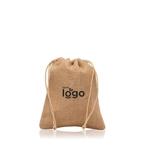 Petit sac de jute, avec fermeture en cordon personnalisable