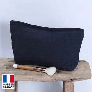 Pochette made In France - trousse de voyage en lin cultivé en France personnalisable