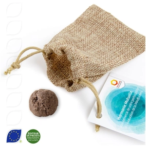 Pochon en toile de jute avec bombe de graines BIO SEEDBOMB personnalisable