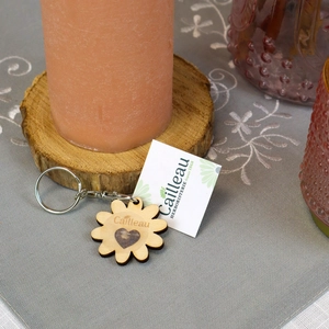 Porte-clé graines et bois personnalisable