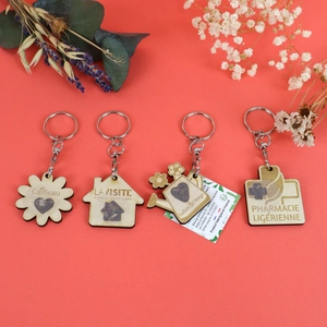 Porte-clé graines et bois personnalisable