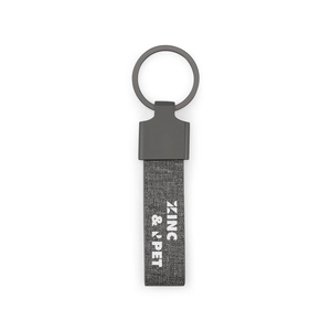 Porte-clés de forme rectangulaire en métal et pet recyclé (30% recyclé) personnalisable