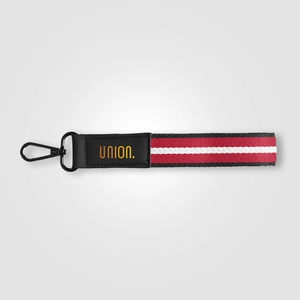 Porte-clés en rPET tissé motif chevron avec mousqueton à pression personnalisable