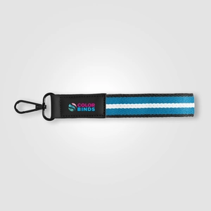 Porte-clés en rPET tissé motif chevron avec mousqueton à pression personnalisable