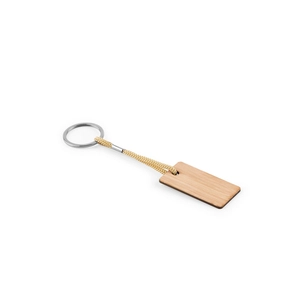 Porte-clés rectangulaire en bambou avec cordon en PET personnalisable