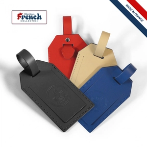 Porte-étiquette bagage en cuir régénéré - made in France personnalisable