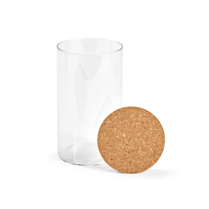 Récipient 1015 ml en verre borosilicate - pot en verre avec couvercle en liège personnalisable