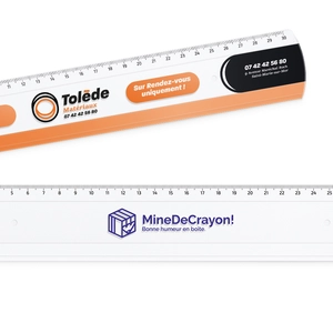 Règle plastique transparente fabriqué en France - 30 cm personnalisable