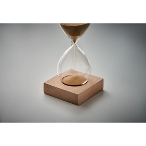 Sablier de 5 minutes en verre borosilicate avec base en bois de hêtre personnalisable