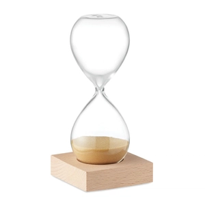 Sablier de 5 minutes en verre borosilicate avec base en bois de hêtre personnalisable