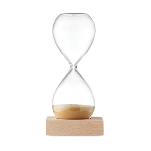 Sablier de 5 minutes en verre borosilicate avec base en bois de hêtre personnalisable