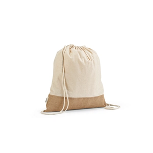 Sac à cordelettes en coton recyclé avec fond en jute - Sac pochon 180g/m2 personnalisable