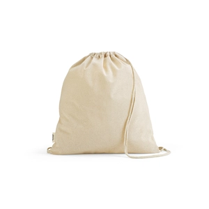 Sac avec cordon de serrage en coton recyclé et RPET- Sac pochon 140g/m2 personnalisable