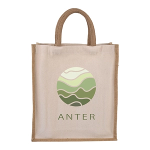 Sac cabas pour 3 bouteille en jute 100% naturelle personnalisable