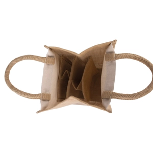 Sac cabas pour 4 bouteille en jute 100% naturelle personnalisable