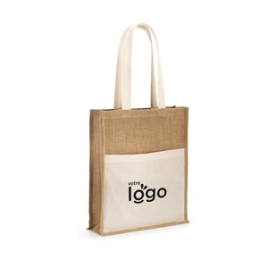 Sac en toile de jute et coton BRAGA - avec poche personnalisable