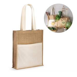 Sac en toile de jute et coton BRAGA - avec poche personnalisable