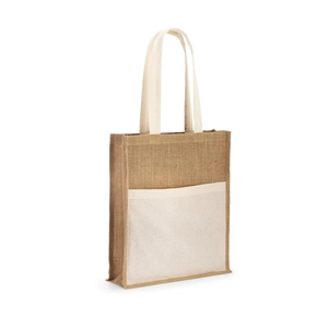 Sac en toile de jute et coton BRAGA - avec poche personnalisable