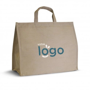 Sac isotherme grand format, jute/coton, fermeture par velcro personnalisable