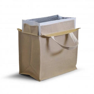 Sac isotherme grand format, jute/coton, fermeture par velcro personnalisable