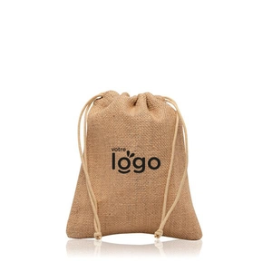 Sac moyen de jute, avec fermeture en cordon personnalisable