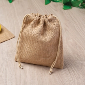 Sac moyen de jute, avec fermeture en cordon personnalisable