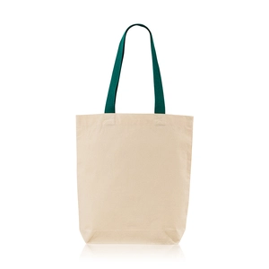 Sac shopping 100% coton 180g/m2 - avec soufflet et anses colorées personnalisable