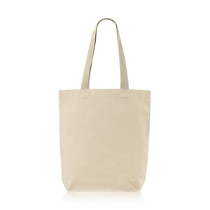 Sac shopping 100% coton 180g/m2 - avec soufflet et anses colorées personnalisable