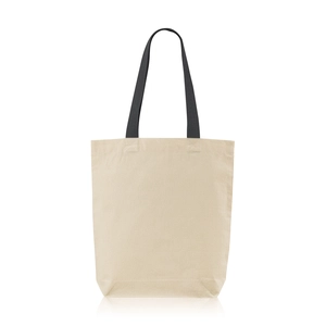 Sac shopping 100% coton 180g/m2 - avec soufflet et anses colorées personnalisable