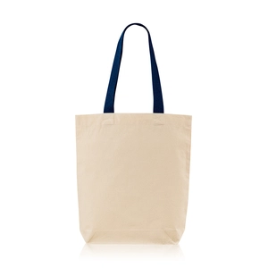 Sac shopping 100% coton 180g/m2 - avec soufflet et anses colorées personnalisable