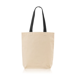 Sac shopping 100% coton 180g/m2 - avec soufflet et anses colorées personnalisable