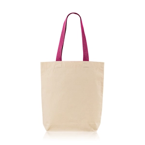 Sac shopping 100% coton 180g/m2 - avec soufflet et anses colorées personnalisable