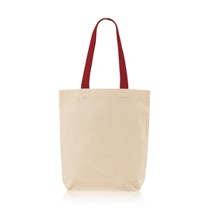 Sac shopping 100% coton 180g/m2 - avec soufflet et anses colorées personnalisable