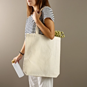 Sac shopping en coton recyclé et RPET - Totebag 140g/m2 naturel personnalisable