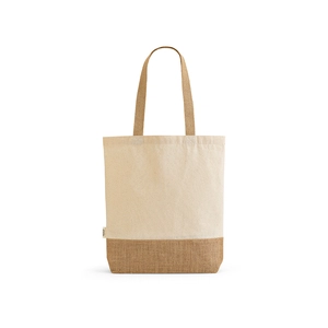 Sac shopping en coton reyclé et RPET avec fond en jute - Totebag 180g/m2 personnalisable