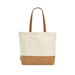 Sac shopping en coton reyclé et RPET avec fond en liège - Totebag 220g/m2 personnalisable