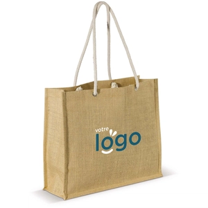 Sac shopping en toile de jute avec anses en corde de coton personnalisable