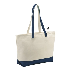 Sac shopping zippé bicolore 100% canvas coton 630grs personnalisable