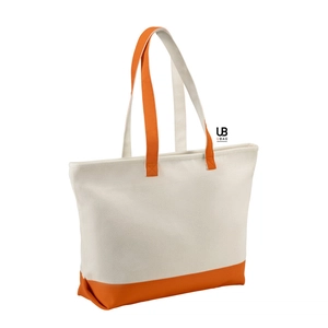 Sac shopping zippé bicolore 100% canvas coton 630grs personnalisable