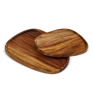 Set de 2 plateaux en bois d'acacia de forme organique personnalisable