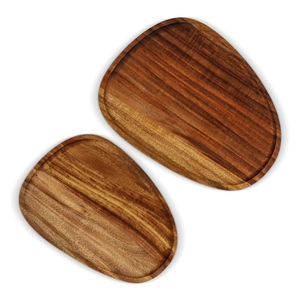 Set de 2 plateaux en bois d'acacia de forme organique personnalisable