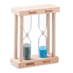 Set de 2 sabliers en bois avec 2 minuteurs différents personnalisable