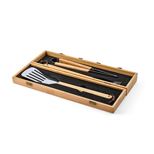 Set de barbecue dans sa boîte en bambou personnalisable