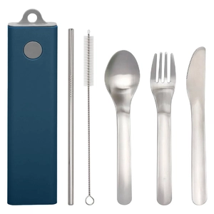 Set de couverts 5 pièces en inox avec étui de rangement personnalisable