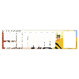 Sous-main clavier publicitaire avec une grille organiser sur un fond graphic coloré